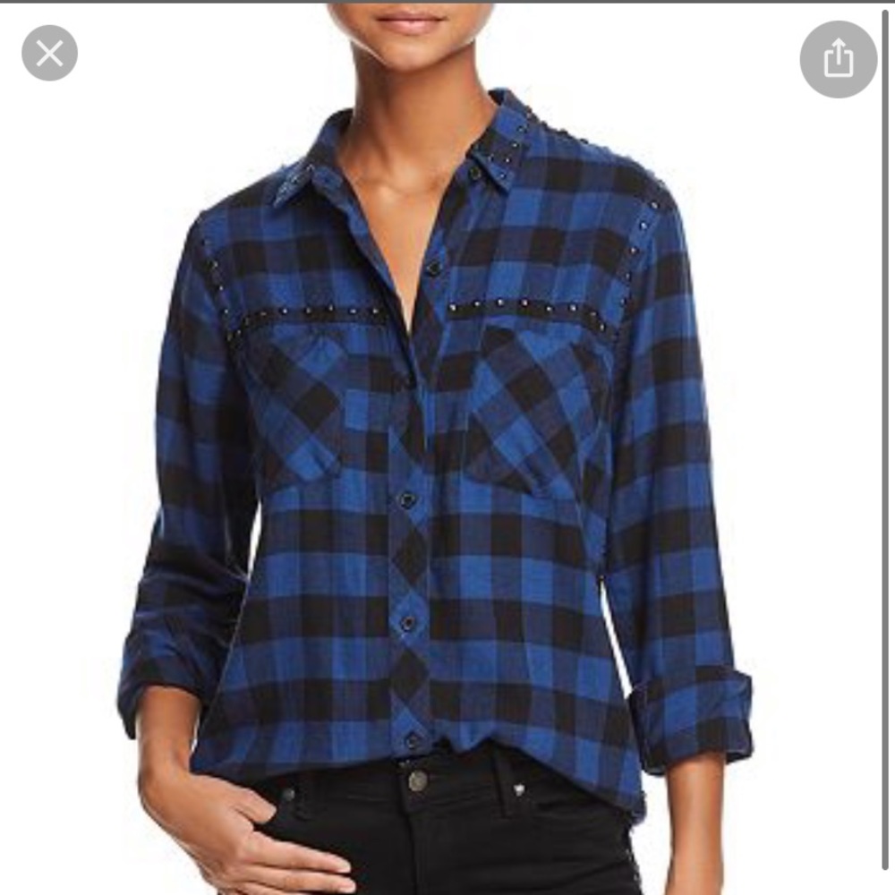 rails Rex studded plaid shirt in blue